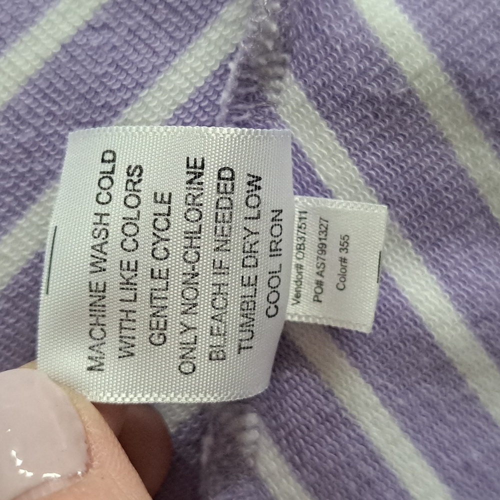 Appleseeds Petite Small Zip Lightweight Jacket Athletic Lavender Striped Cotton - Picture 6 of 10